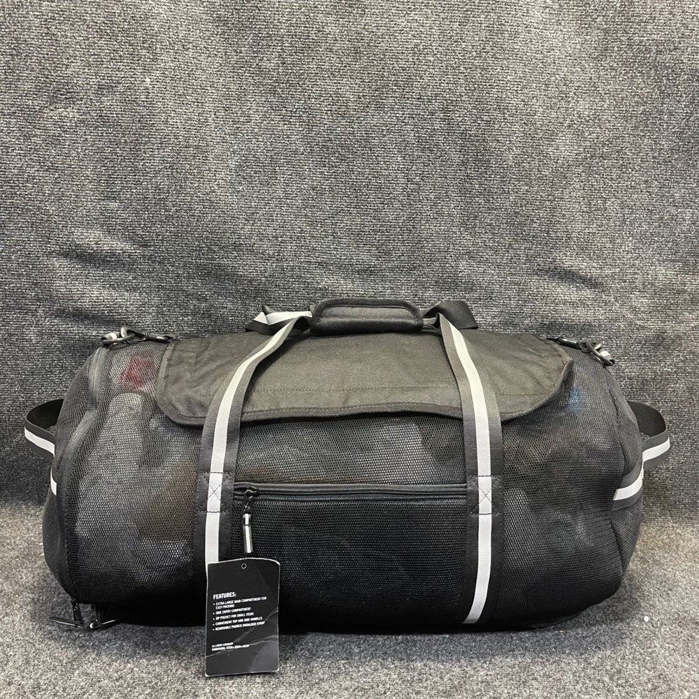 NWT New Era 65L Team Mesh Duffel Bag Black Large Travel Sports Gym Tote